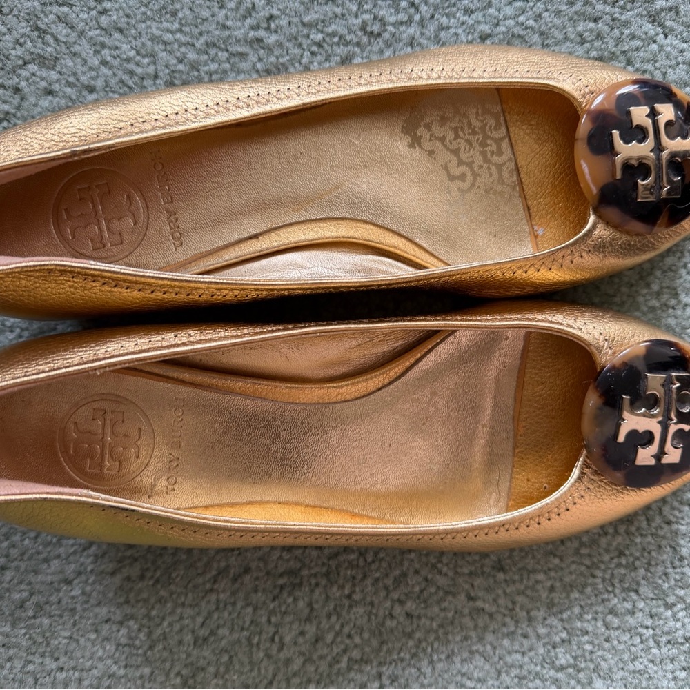 Tory Burch Metallic Gold Flats
